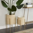 thumbnail image 2 of CosmoLiving by Cosmopolitan 23", 19"H Indoor Outdoor Beige Metal Planter with Removable Stand (2 Count), 2 of 9