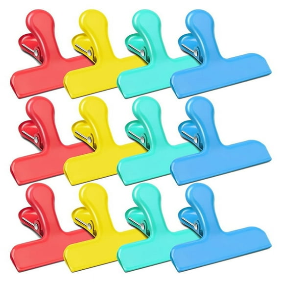 Wide Stainless Steel Clips, Bag Clips Food Clips Potato Chip Clips, Heavy Duty Metal Bag Closer,Snack Clamps 12pcs