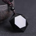 thumbnail image 4 of Collar con colgante de obsidiana con piedra energética de péndulo espiritual natural, serie estrella, estrella hexagonal, mar, seis estrellas Mong, cadena para clavícula, 4 of 5