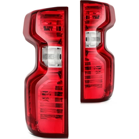 cciyu Taillight Assembly For Chevrolet For Silverado 1500 2019-2021 Clear Housing Red Lens Driver & Passenger Side Taillamps