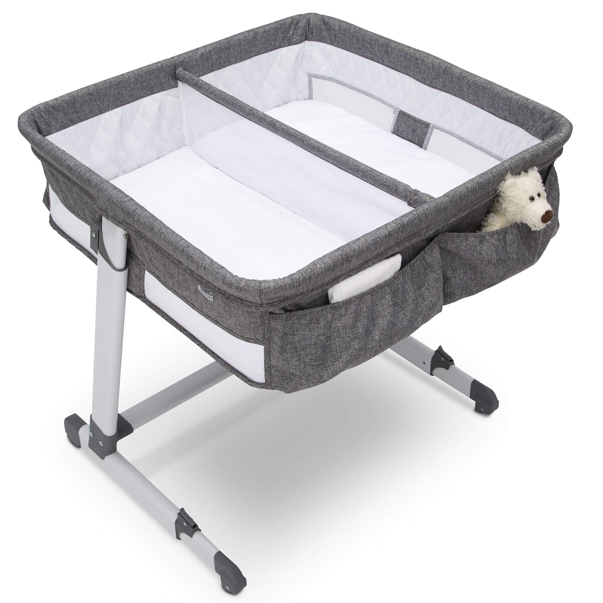 Delta Grey Bedside Baby Bassinet Bedside Sleeper For Twins