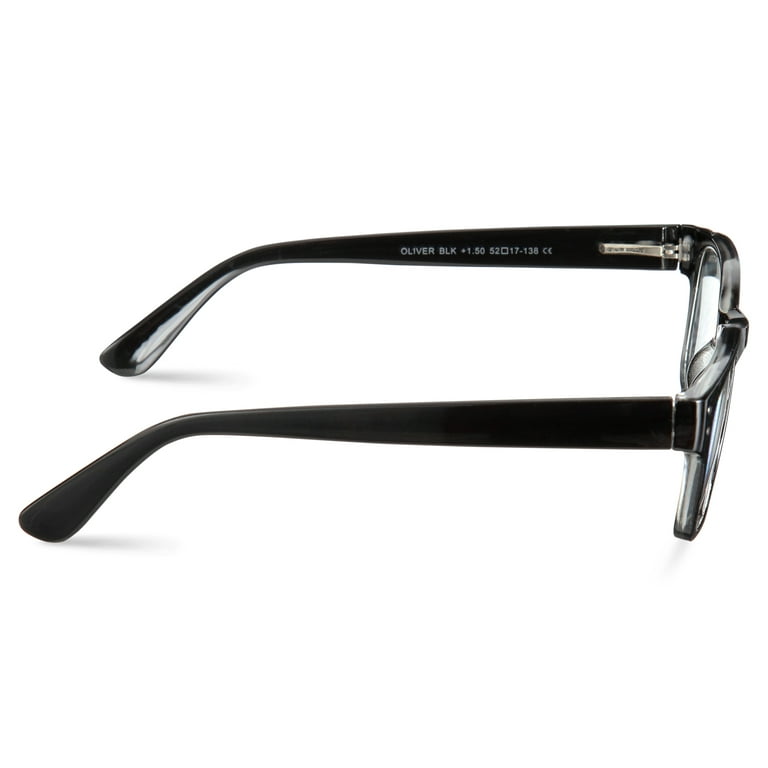 Custom Reading Glasses with Different Strength for Each Eye Black Clear-Left Eye / +1.50