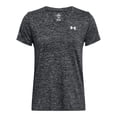 thumbnail image 2 of Camiseta Under Armour Tech Twist con cuello en V para mujer, color blanco y negro, 2 of 3