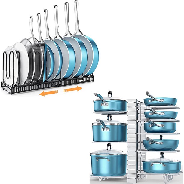 Expandable pot and pan organizer in the 8 tier pot rack with 3