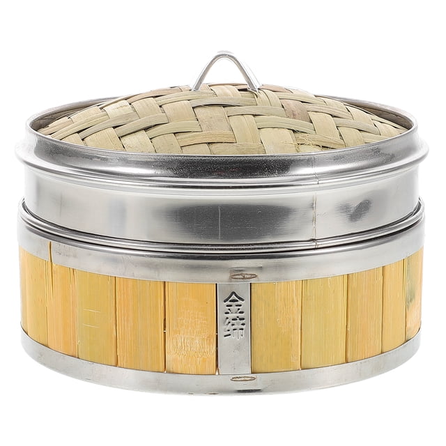 KAKOWELY electric hot pot cooker Chinese Food Steamer Traditional Asian Steamer Basket Wooden Steam Basket with Lid for Cooking Dumplings Vegetables Asian Bao Bun Dim Sum 18cm