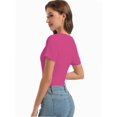 thumbnail image 3 of Women's Fashion Clothes One Piece Cutout Short Sleeve Knit Slim Fitted Tee Tshirts, 3 of 6