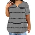 thumbnail image 6 of Hvyesh Plus Size Shirt for Women V Neck Stripe Tops Casual Short Sleeve Pullover Loose Shirts Campañas de enero, 6 of 6