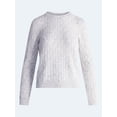 thumbnail image 5 of Free Assembly Women's and Women's Plus Cashmere Cable Knit Sweater with Puff Sleeves, Midweight, Sizes XS-4X, 5 of 5