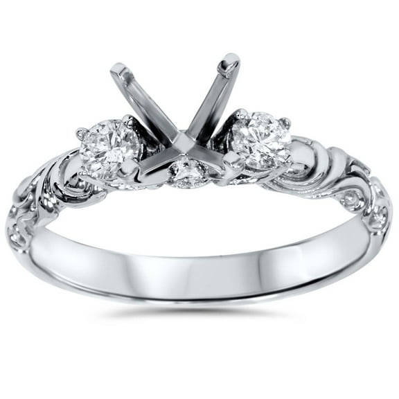 Pompeii 1/4ct Vintage Style Engagement Ring Setting 14K White Gold (H/I,SI2-I1)