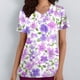 thumbnail image 2 of Tops de Manga Corta para las Mujeres Suelto Ajuste Casual Suelto Impreso Bolsillo V-Cuello Enfermería Uniforme Superior, 2 of 5