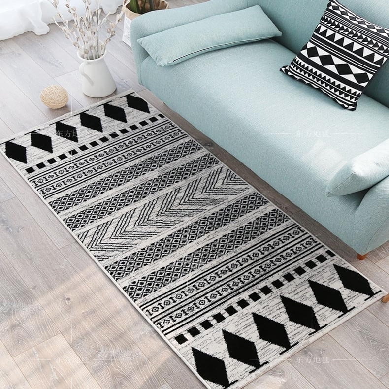4 Size NonSkid Area Rug Rubber Backing Moroccan Geometric Low Profile
