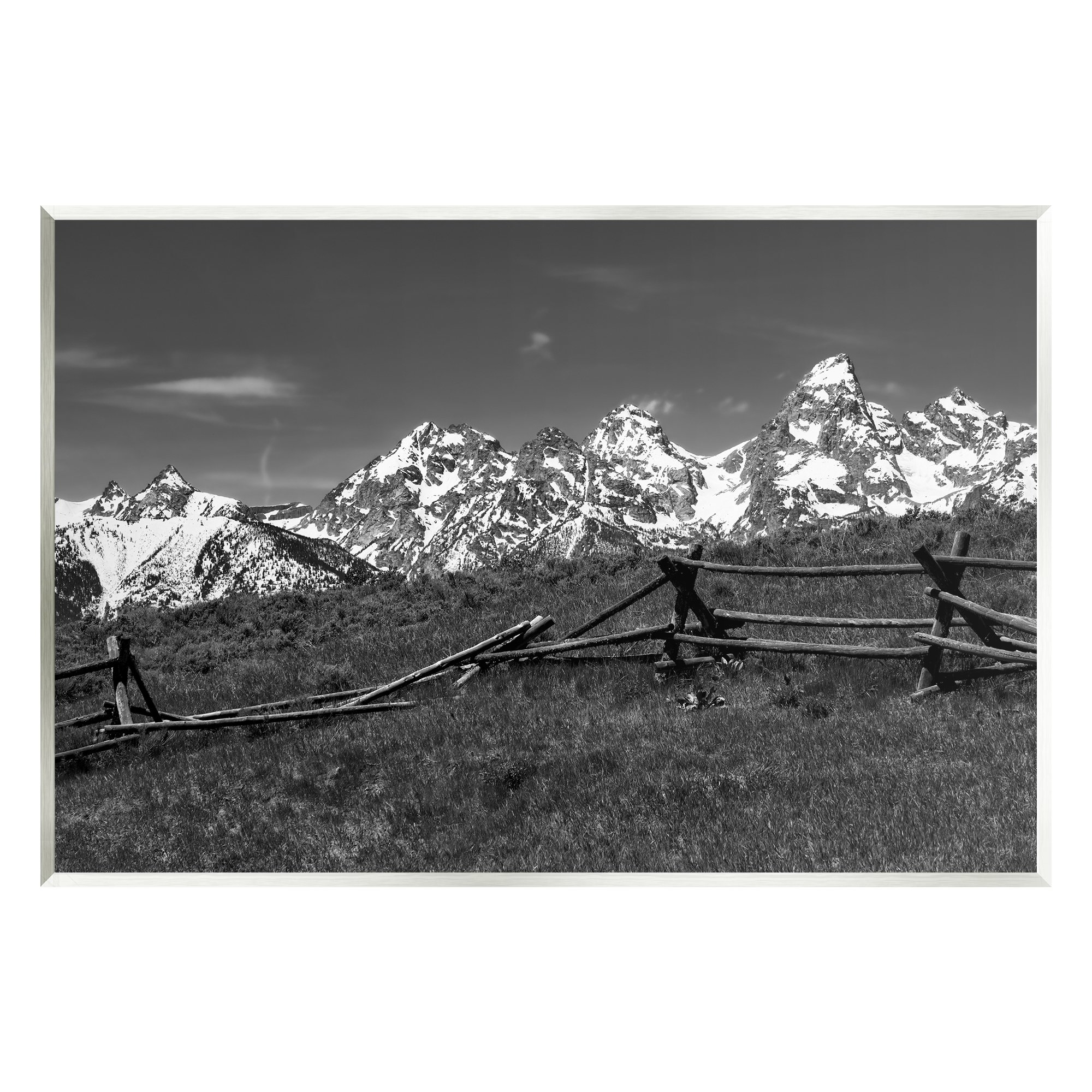 Stupell Industries Mountain Peaks & Fence Landscape Photography Unframed Art Print Wall Art 15 x 10