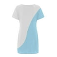 thumbnail image 3 of QLEICOM Women's Casual Color-Blocking Simple T-Shirt Loose Dress Summer Short Sleeve T Shirt Dresses Light Blue XXL(US Size: 12, 3 of 5