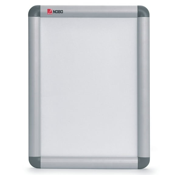 NoBo A1 Poster Frame Sign Holder With Snap Frame, Wall Mounted, Aluminium Trim, Anti-Glare Protective Cover, Premium Plus, Silver, 1902211