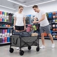 thumbnail image 3 of SHOUFTW Foldable Wagon Cart with Wheels, Portable Utility Carts with Long Flexible Handle, 330 lbs Weight Capacity for Sports, Shopping, Garden & Camping Gray, 3 of 7