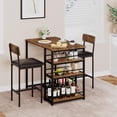 thumbnail image 1 of Ensemble de Salle à Manger 3 Pcs Gain de Place pour 2 Personnes – table à Manger Compacte avec 2 Chaises Rembourrées en PU, 3 Compartiments de Rangement, Fini Bois Classique – Parfait pour les Petits Espaces, Appartements et Cuisines – Furniture, 1 of 9