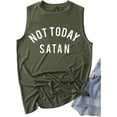 thumbnail image 4 of Gpoecd Camisoles à Col Rond pour Femmes, Imprimé de Lettres, Manches Courtes, Haut Confortable et Polyvalent pour Superposition Ou Tenue Décontractée, Camisoles pour Femmes 02_Army Green,L, 4 of 4