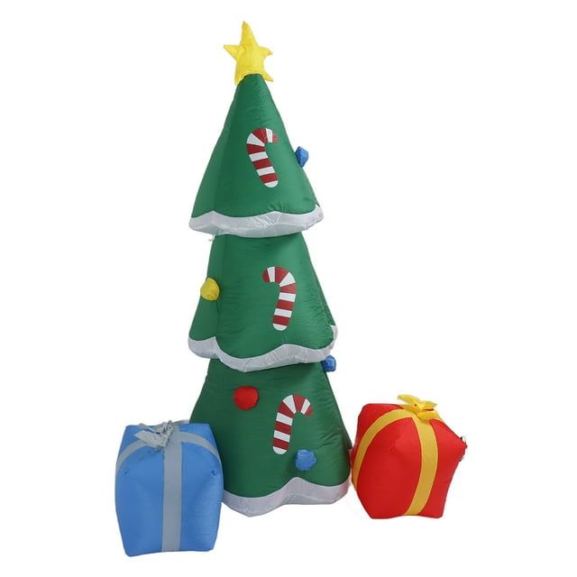 Árbol de Navidad inflable, árbol de Navidad inflable para exteriores, árbol de Navidad inflable con luz LED, decoraciones para patio, multifuncional