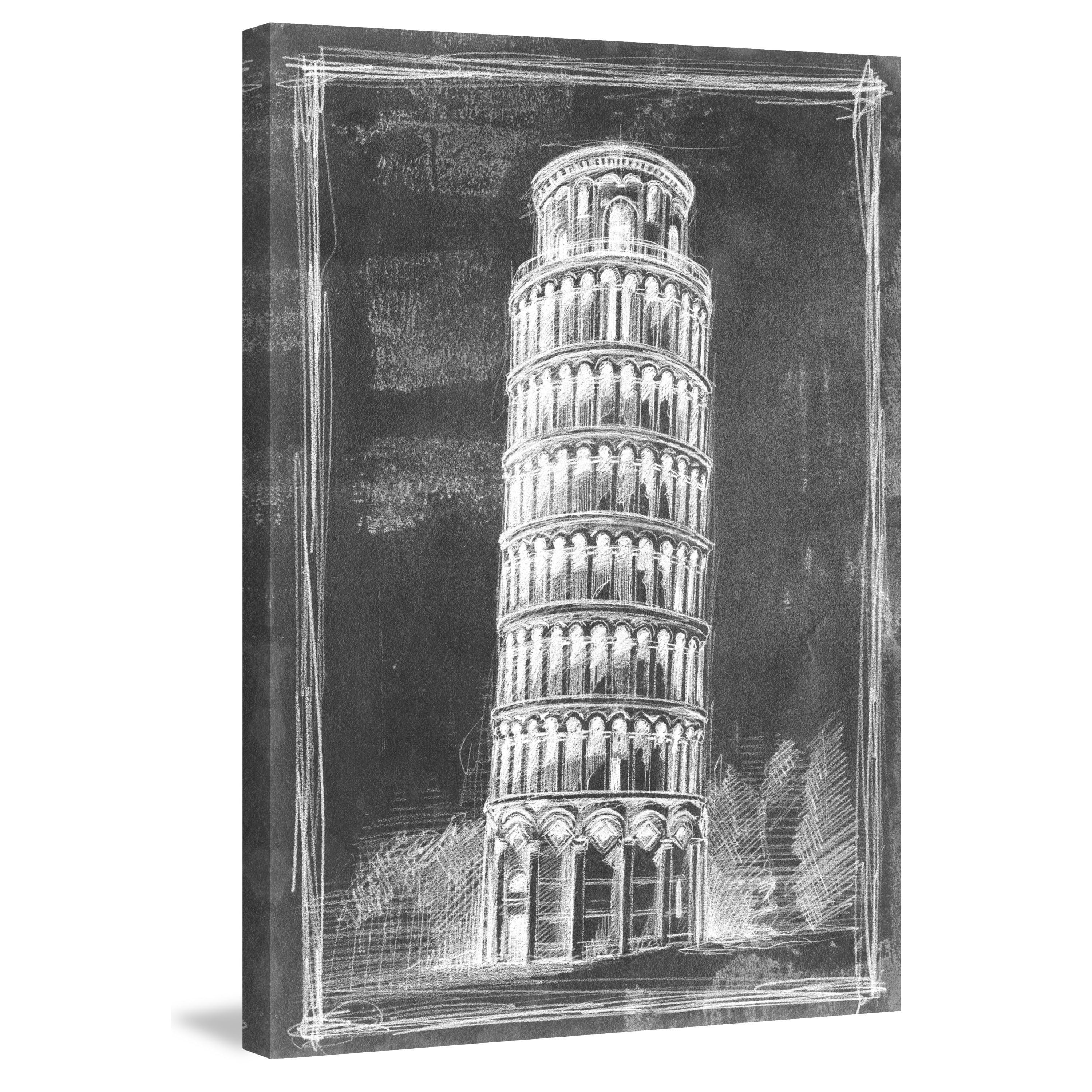 Marmont Hill "Leaning Tower Blueprint" Painting Print on Wrapped Canvas