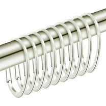 Nickel Shower Curtain Rings, Rustproof Shower Curtain Hooks for Bathroom, Decorative Shower Hooks Rings for Shower Curtain Rod Hangers, Set of 12 D-Shaped Design