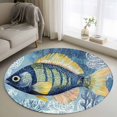 3.3ft Round Rug Blue Yellow Fish Area Rugs for Living Room Bedroom ...