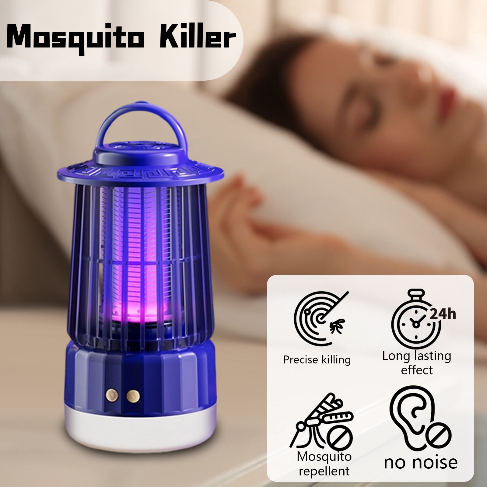 Electric Mosquito, Mosquito Zapper, Indoor for Home, Rechargeable Camping Lantern, 5X8 In, White, 1 Pc