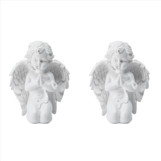 2X Arrodillado Rezando Puro con Ala Estatua de Jardín de Resina Estatua Conmemorativa de Resina para Jardín Estatua de Jardín Regalo