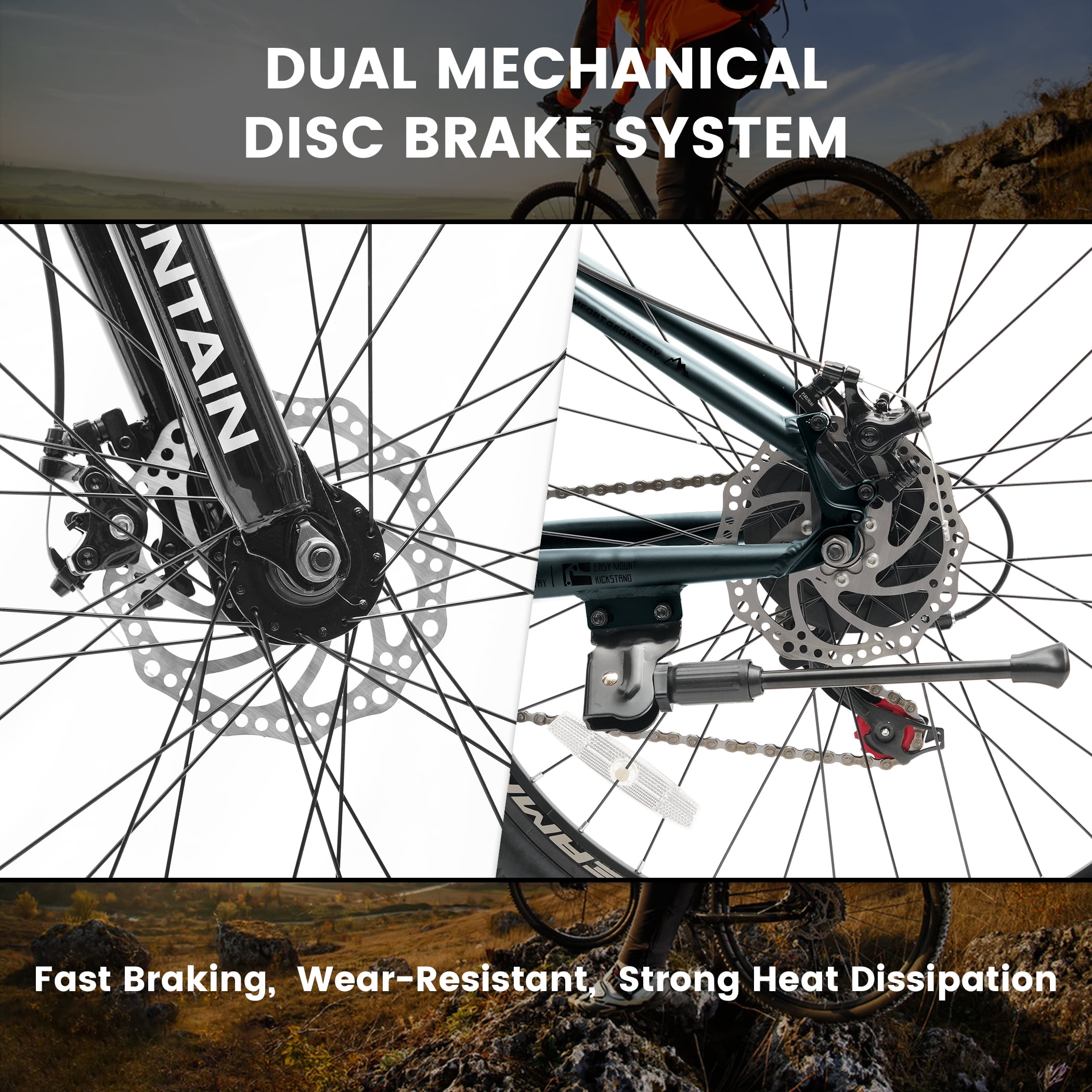 26 Inch Mountain Bike for Adult Men Women, 21-Speed Mountain Bicycle with Front Suspension and Dual Disc Brakes, Aluminum Alloy Frame MTB Bike for Outdoor Trail Commuter, Blue