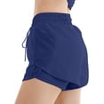 thumbnail image 2 of Cagogo Women Quick Dry Athletic Shorts Drawstring Elastic Waist Casual Slim Regular Fit Sporty Workout Running Summer Shorts Activewear Bottoms, Navy M, 2 of 5