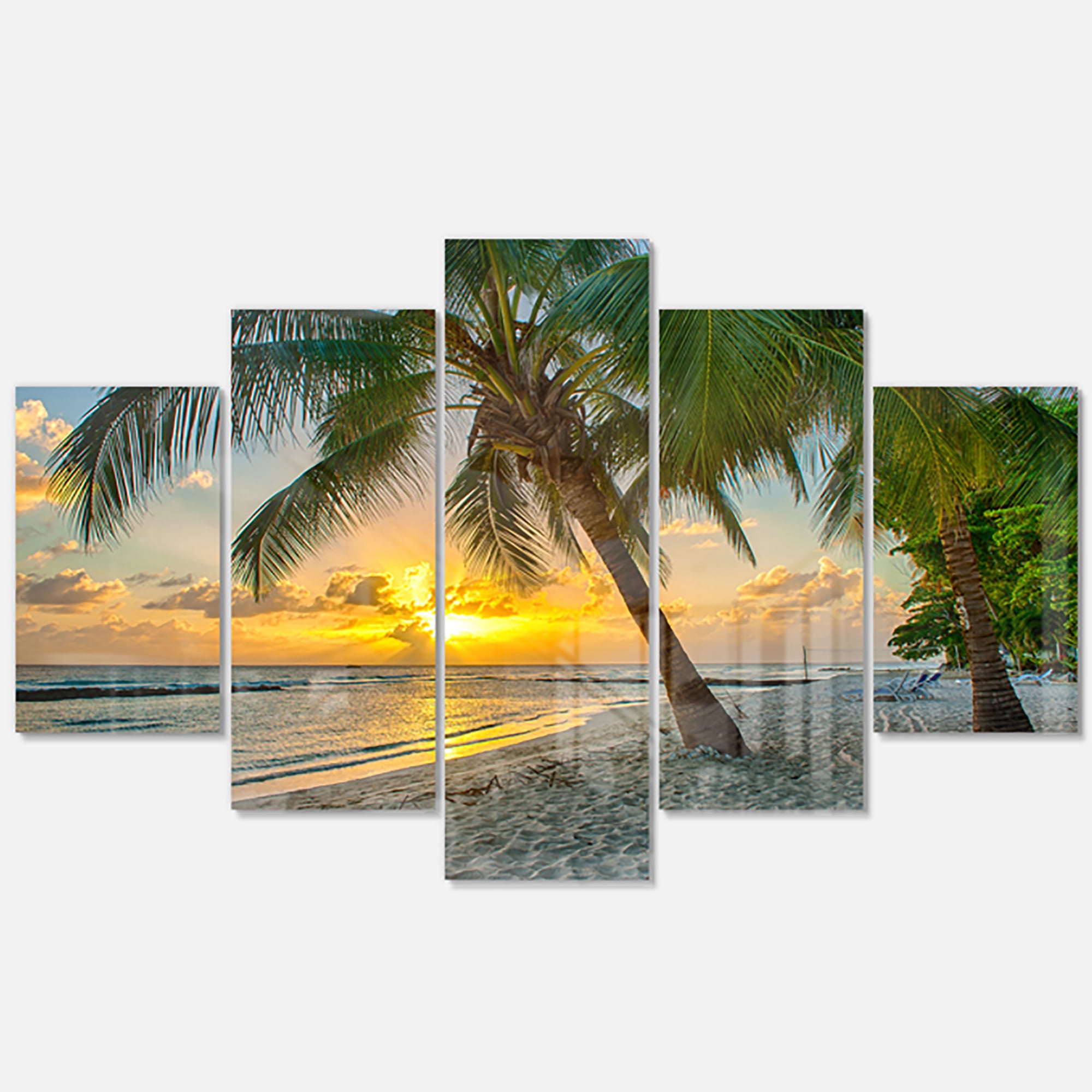 Designart 'Beach in Caribbean Island of Barbados ' Multipanel Modern ...