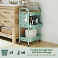 thumbnail image 5 of 3 Tier Rolling Cart with Wooden Top, Metal Pegboard & Drawer for Kitchen, Bathroom, Office, 5 of 8