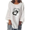 thumbnail image 1 of Pompotops T-shirt à Manches Longues pour Femme, Col Rond, Imprimé, Coupe Ample, Décontracté, Mode, Automne, 1 of 6