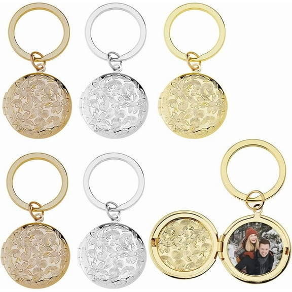 6PCS 3 Colors Oval Locket Keychains Metal Photo Keychains Locket Pendant Keychain Photos Keyring Couple Keychain DIY Key Chains Gift