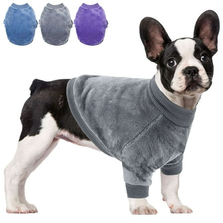 PULLIMORE Pet Dog Clothes Plush Dog Sweater Soft Thickening Warm Pup Dogs Shirt Winter Puppy Sweater (Gray,M)