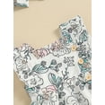 thumbnail image 5 of Argulvti Infant Baby Girls Romper Dress, Polyester Floral Print Ruffled Sleeves Square Neck Button Leisure Romper with Headband, 5 of 7