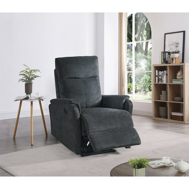 Recliner Chair with USB Port, Modern Living Room Chair with Footrest, Single Sofa Chair with Thick Seat Cushion and Backrest, Home Theater Seating Indoor Lounge Furniture, Dark Gray