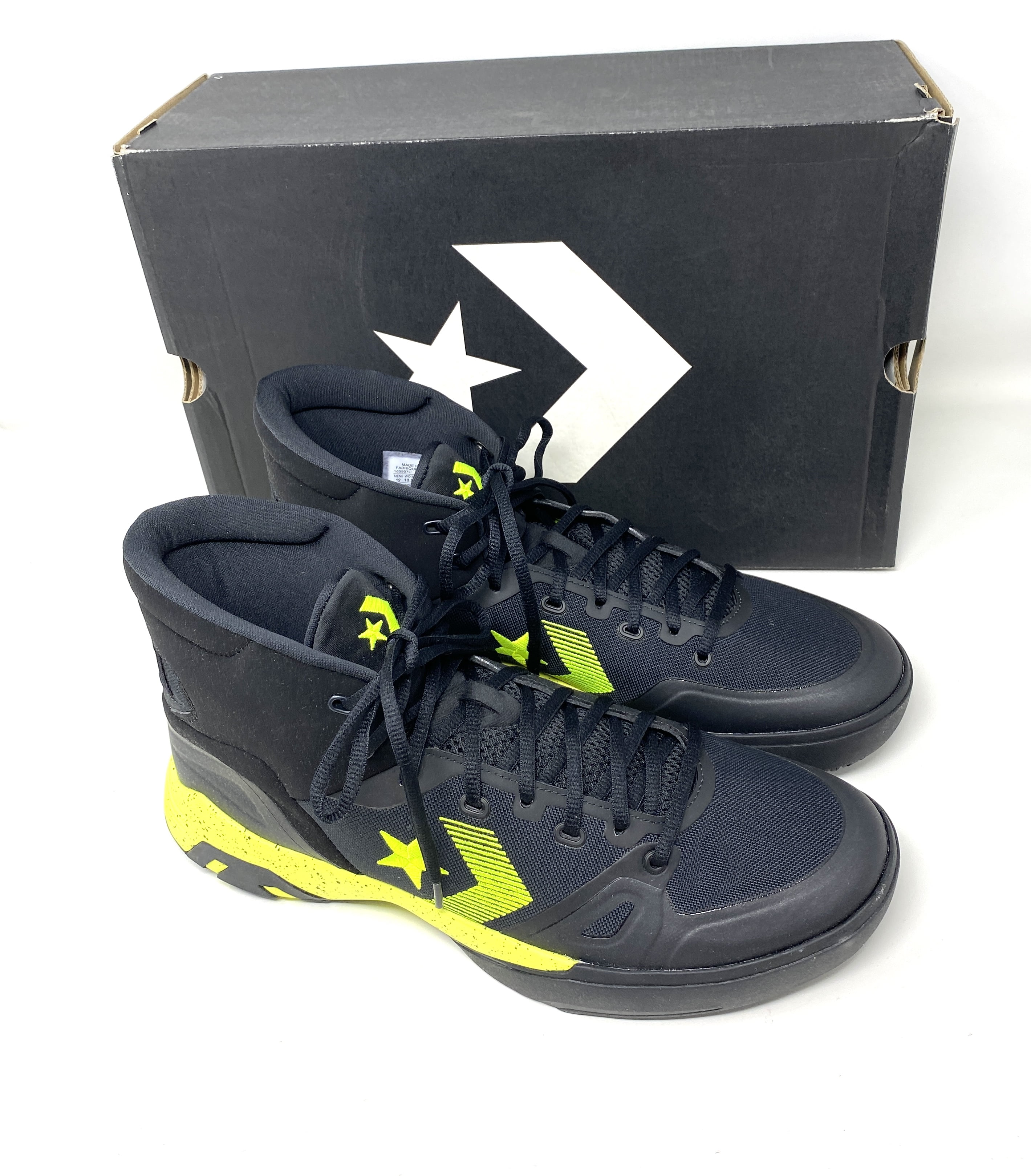 CONVERSE Men G4 HI Black Lemon Venom Black Knit Basketball Sneakers 165907C