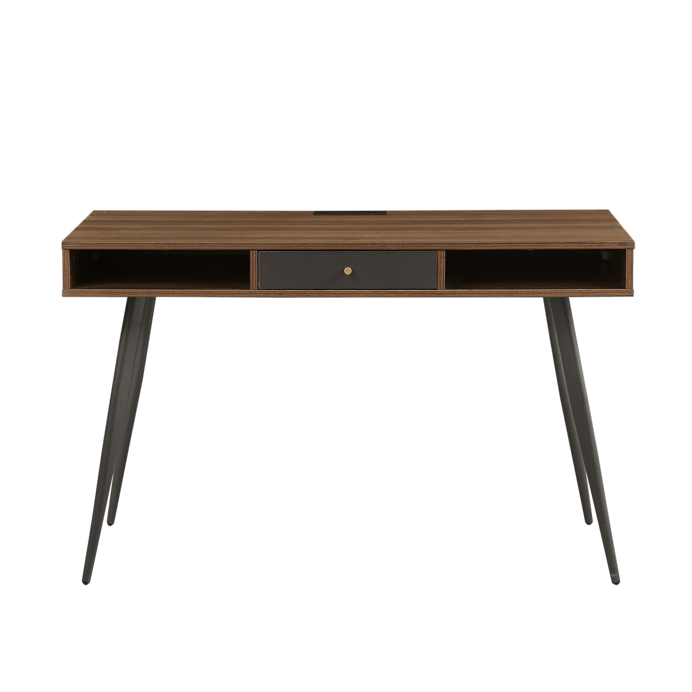 Noble House 47.24" Mid-Century Writing Desk, 3-Drawer Multifunctional Home Office Computer Table, Walnut