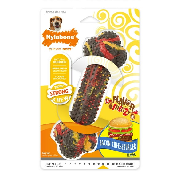 Nylabone Strong Chew Double Action Bone Dog Chew Toy Bacon Cheeseburger Medium (1 Count)