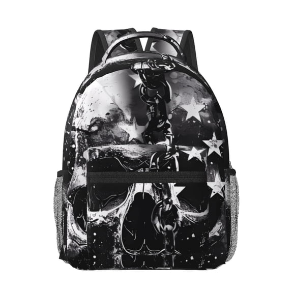 Honeii Chained Skull Artwork Print Backpack for School,15.6 inch Laptop Back Pack for High School and College Students, Waterproof Computer Bookbag-One Size