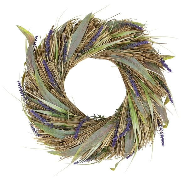Northlight Artificial Grass and Lavender Spring Wreath - 14"