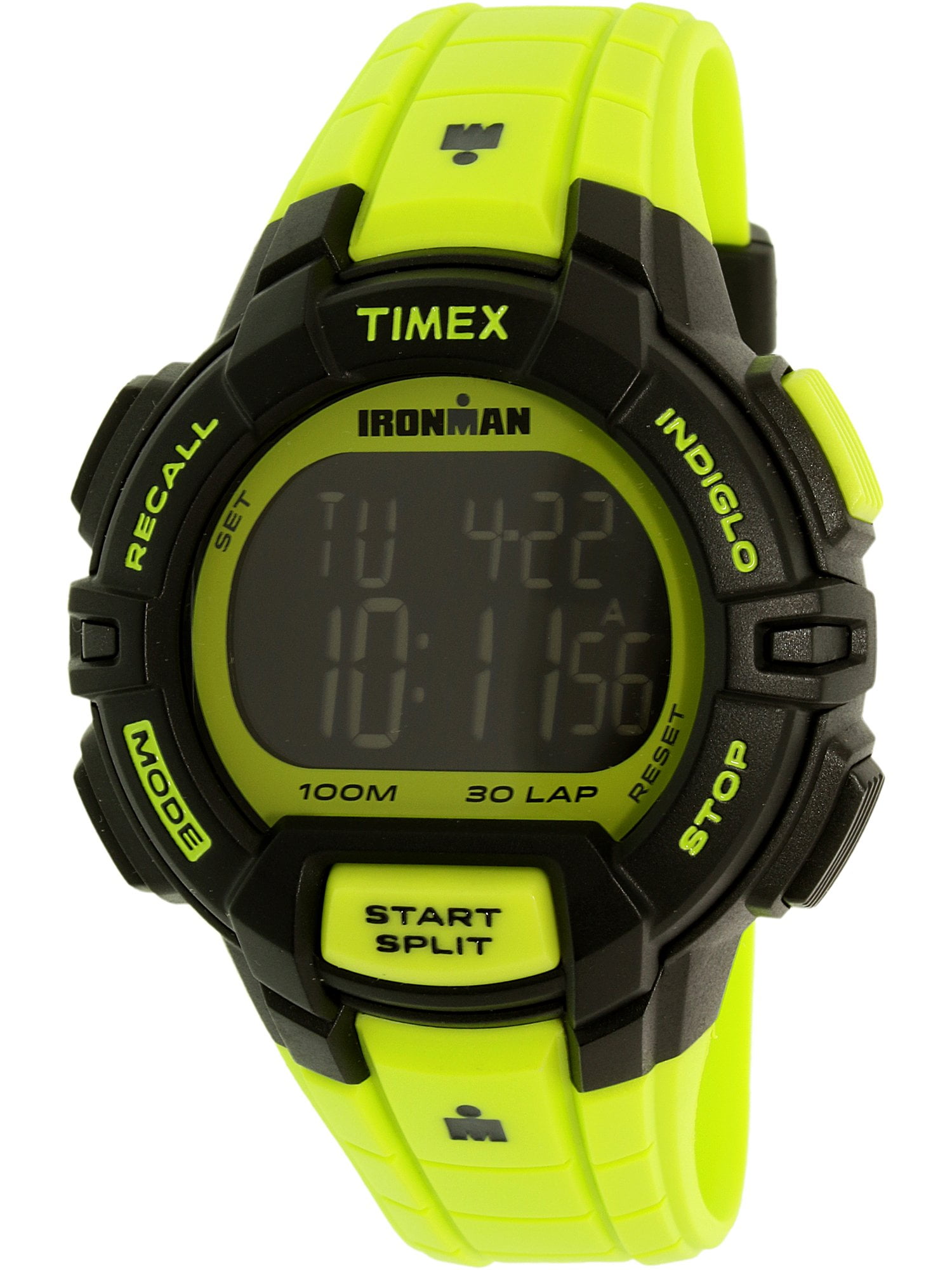 Timex - Men's Ironman Rugged 30 Neon Full-Size Watch, Green Resin Strap - Walmart.com - Walmart.com