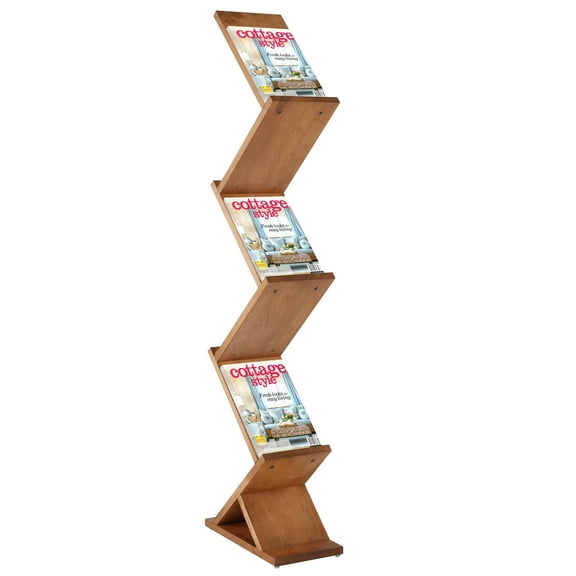M&T Displays Zick Zack Literature Holder, Magazine Rack, Brochure Display Stand, Catalog Leaflet, Flier Holder for Fair, Conference, Office, Showroom, meeting, shows (Dark Wood, 8.5x11, 5 Pockets)