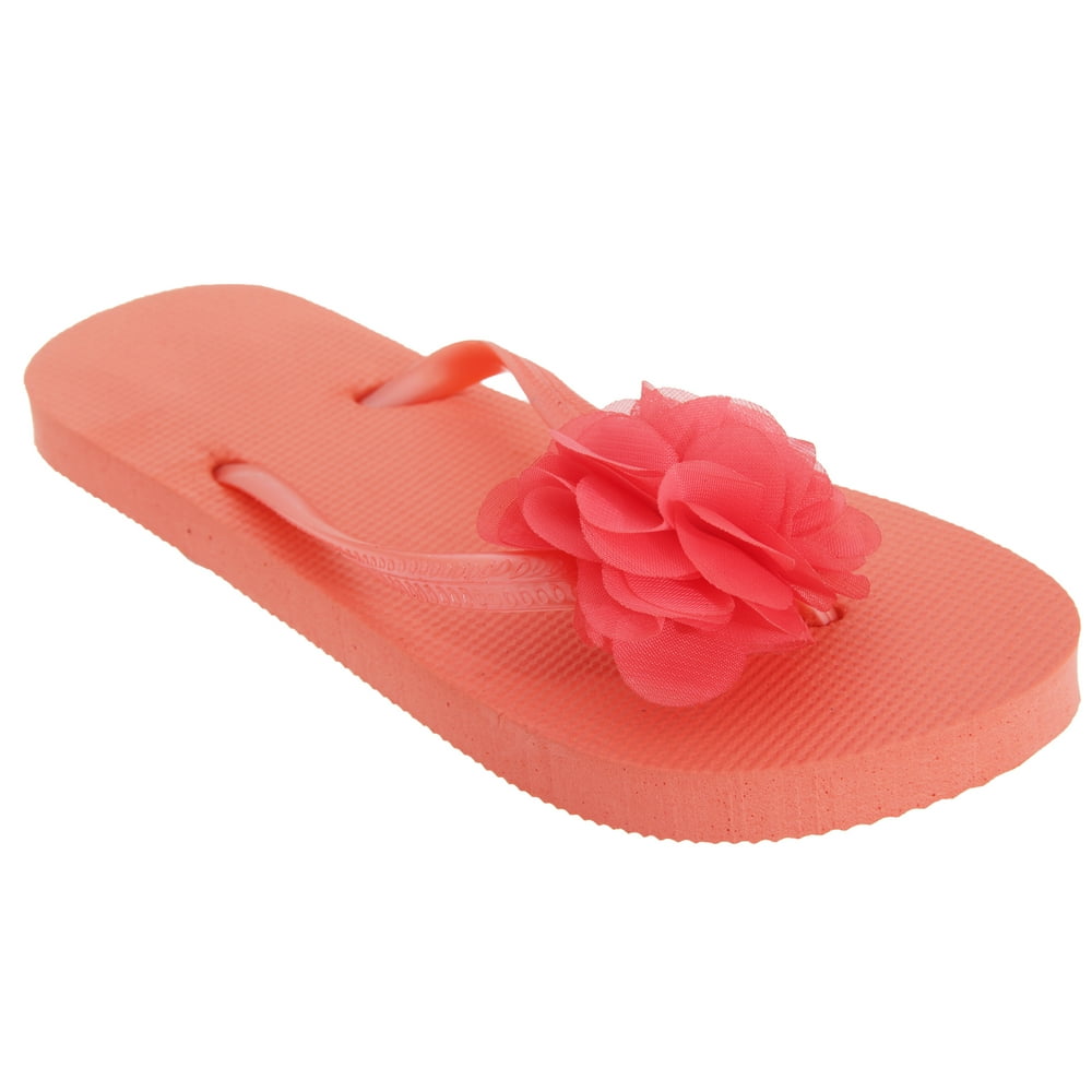 FLOSO - FLOSO Womens Plain Toe Post Flip Flops With 3D Flower Detail ...