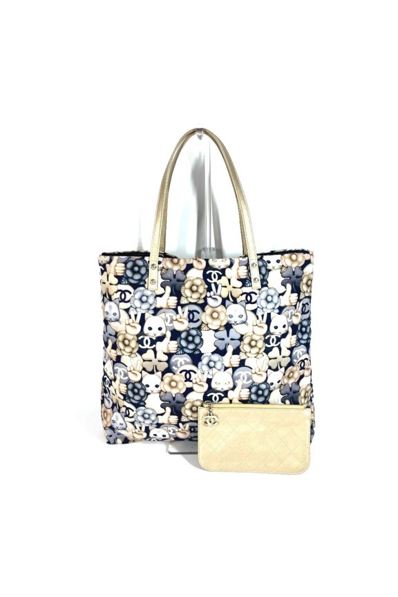Pre-Owned CHANEL Cat Choupette Camellia Tote Bag with Pouch, Shoulder Bag, Leather... (Good)