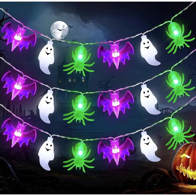 Lights LED 3D Pumpkin Bat Battery Operated String Lights Christmas Bulbs for outside Christmas Lights Short Strand Wire Plug in Lights Warm Outdoor Lights String Christmas Lights And Bulbs