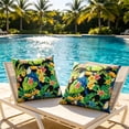 thumbnail image 7 of 18x18 Inch Outdoor Throw Pillows Set of 2, Waterproof & Fade-Resistant, Square Decorative Cushion For Patio Furniture, All Weather Outdoor Pillows (Tropical Flower Bird), 7 of 7