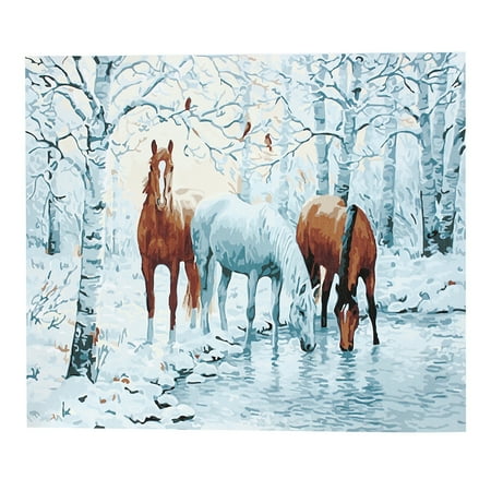 diy forest horses digital oil painting paint by number kits canvas