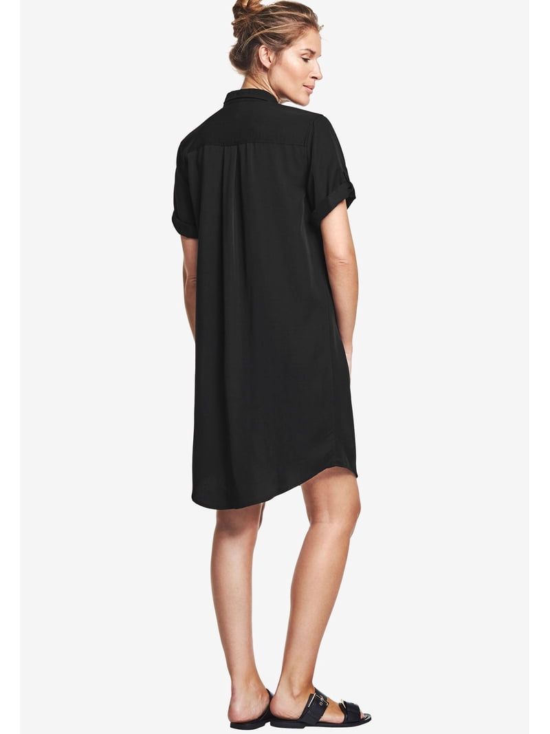 black linen dress size 20 Amara Ruched Midi Linen Dress in Noir Black