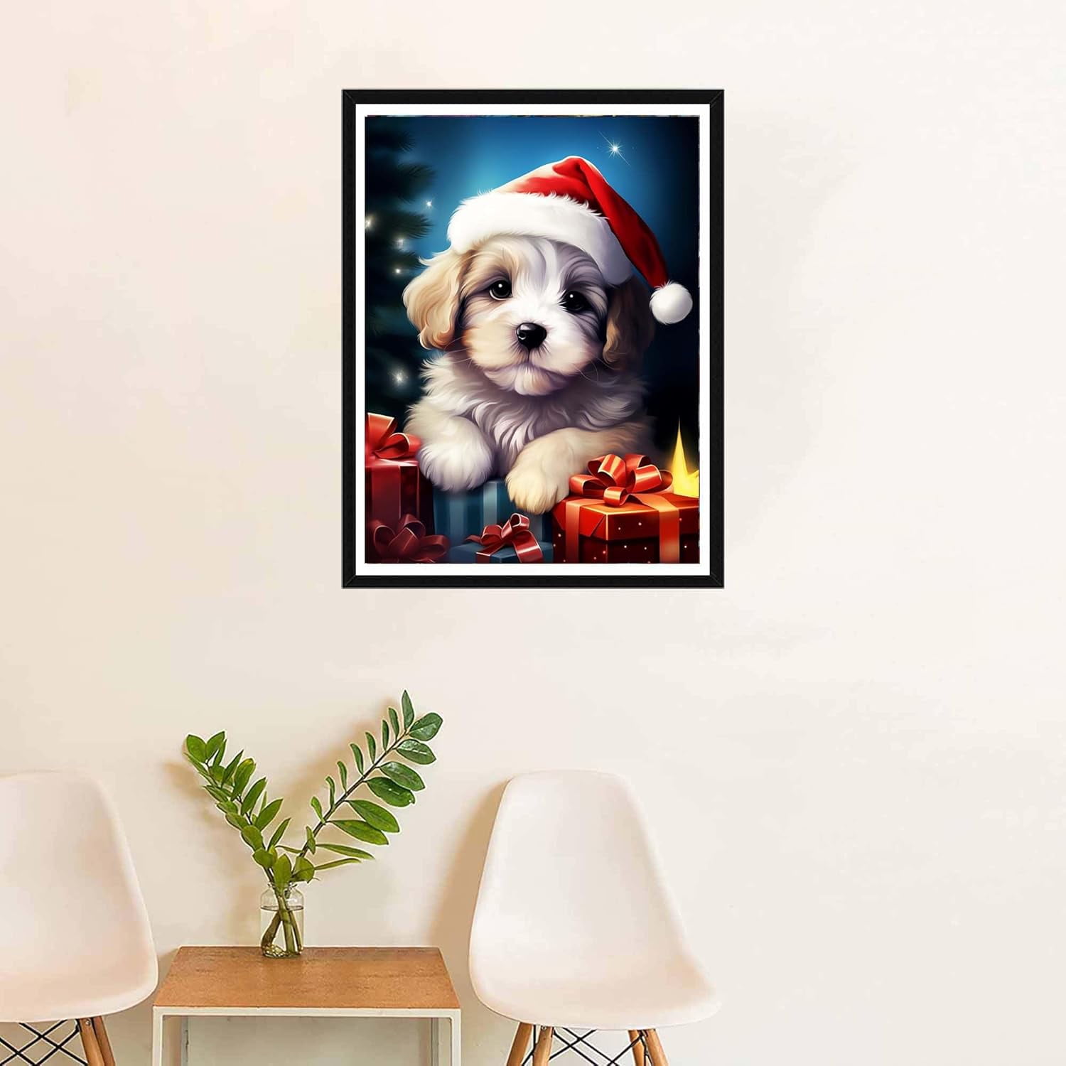 DIY 5D Diamond Painting Kit (for Adults) Diamond Painting "Dog, Christmas" - Full Diamond Crystal Rhinestone Embroidery Craft Kit, Can be Used as Gift, Wall Decoration